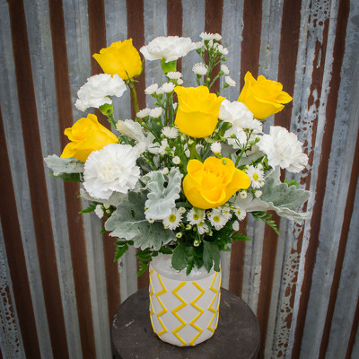 Yellow Stripe Vase from Marion Flower Shop in Marion, OH